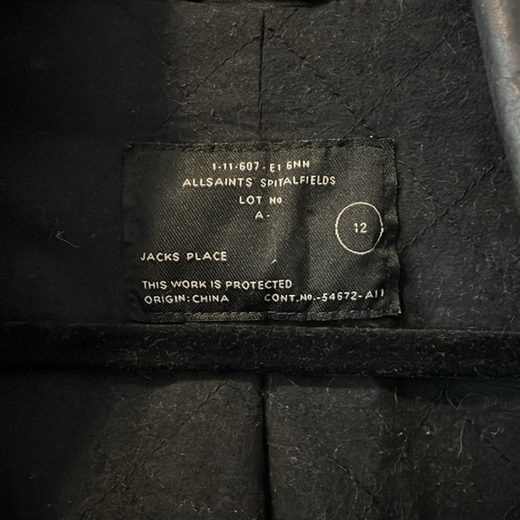 ALL SAINTS | Cropped Leather Biker Jacket Size 12 - Picture 2 of 4